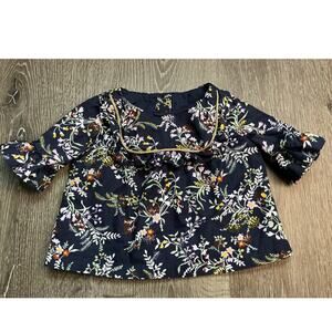 Janie and Jack Botanical Swing Top 100% Cotton Navy Floral‎ Girls 3-6 Months